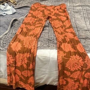 Novella Royale Orange Floral Wide Leg Pants